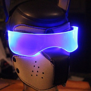 Pup hood Visor Neon Blue The original Illuminated Cyberpunk Cyber goth visor puphood