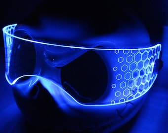 Illuminated Cyberpunk Cyber goth fursuit visor HEX-FADE  Clear **choose your LED colour**