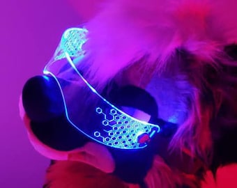 The original Illuminated Cyberpunk Cyber goth fursuit visor Deus-Hex Clear **choose your LED colour**
