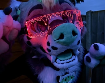 Illuminated Cyberpunk Cyber Goth Fursuit Visor MAW Clear **choose
