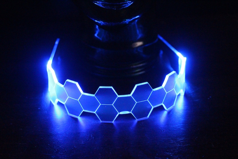 Hive Shield slim Neon Blue The original Illuminated Cyberpunk Cyber goth visor image 3