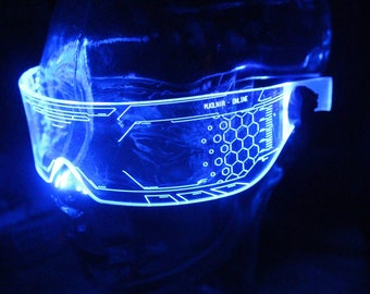 V1 WARCHIEF Clear **choose your LED colour** The original Illuminated Cyberpunk Cyber goth visor