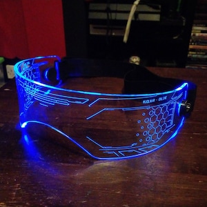 Illuminated Cyberpunk Cyber goth fursuit visor WARCHIEF Clear choose your LED colour image 3