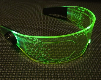 The original Illuminated Cyberpunk Cyber goth visor WARCHIEF  Green