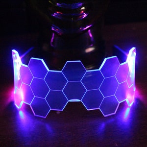 Hive Shield vaporwave Neon Blue/pink The original Illuminated Cyberpunk Cyber goth visor image 2