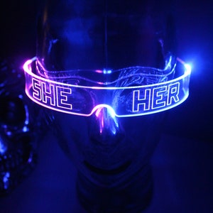 The original Illuminated Cyberpunk Cyber goth visor STEALTH Pronoun Clear choose your led colour SHE HER