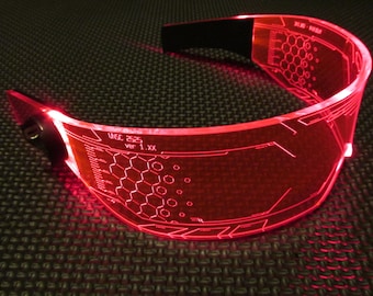 The original Illuminated Cyberpunk Cyber goth visor WARCHIEF Red