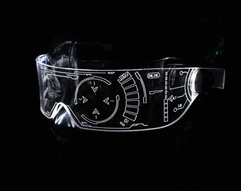 The original Illuminated Cyberpunk Cyber goth visor Iron Man J.A.R.V.I.S. 2.0  Clear **choose your LED colour**