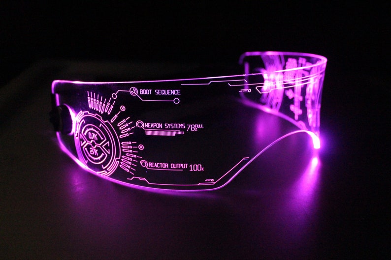 Illuminated Cyberpunk Cyber goth fursuit visor J.A.R.V.I.S Advanced Clear choose your LED colour image 7