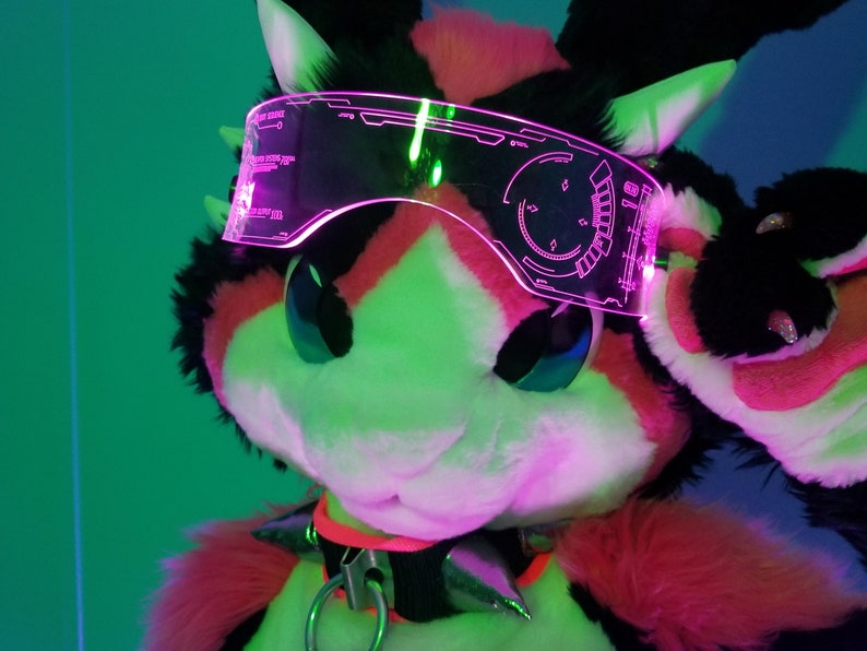 Illuminated Cyberpunk Cyber goth fursuit visor J.A.R.V.I.S Advanced Clear choose your LED colour image 4