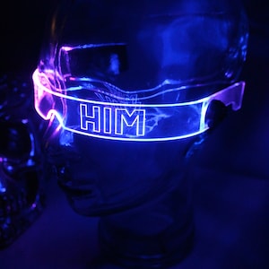 The original Illuminated Cyberpunk Cyber goth visor STEALTH Pronoun Clear choose your led colour image 9