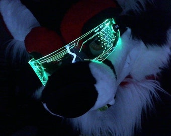 Illuminated Cyberpunk Cyber goth fursuit visor WARCHIEF  Clear **choose your LED colour**