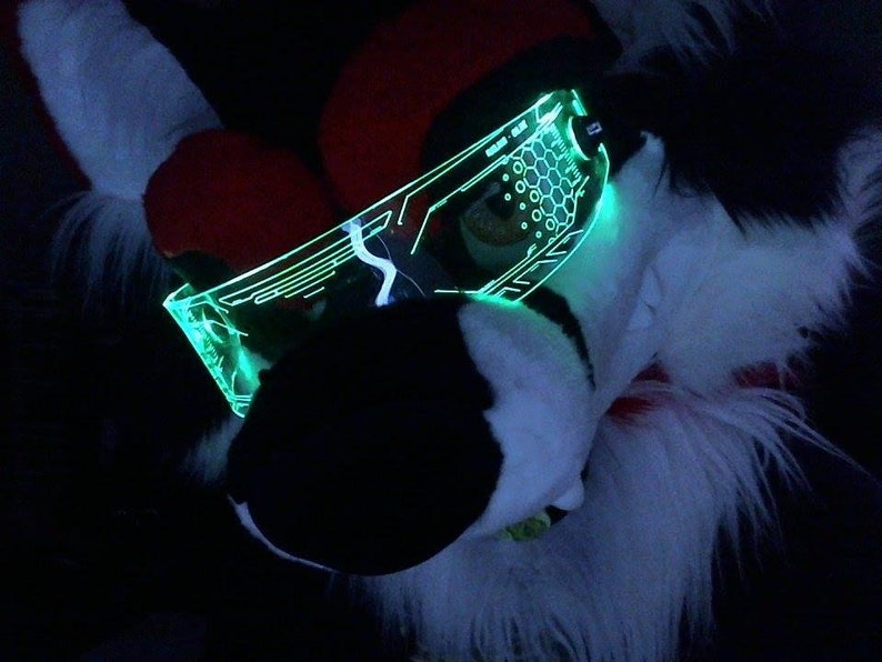 Illuminated Cyberpunk Cyber goth fursuit visor WARCHIEF Clear choose your LED colour image 1