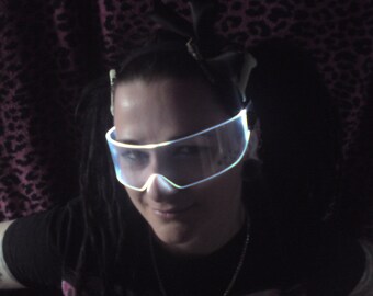 The Original Illuminated Cyberpunk Cyber goth visor Ultra white