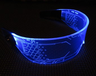 The original Illuminated Cyberpunk Cyber goth visor WARCHIEF  Blue