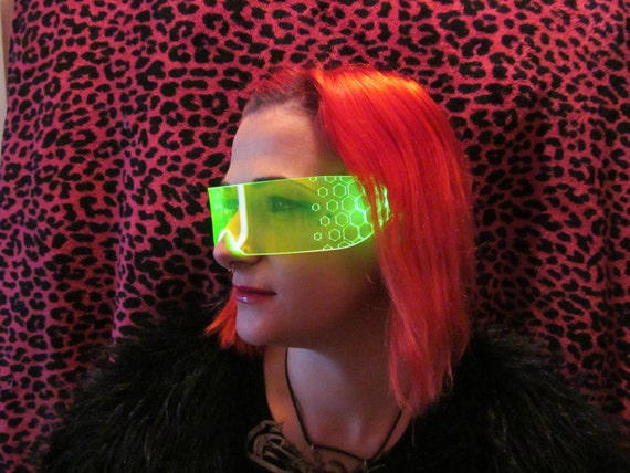 ✨良品✨cyber サイバー スプリング　ノンジップ 3mm The Original Illuminated Cyberpunk Cyber Goth Visor HEX Neon Green