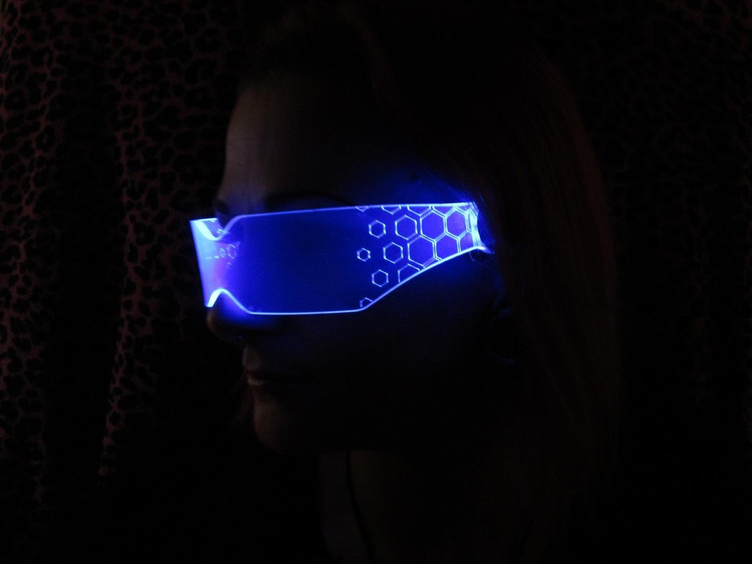 The Original Illuminated Cyberpunk Cyber Goth Visor HEX V2 Neon Blue - Etsy