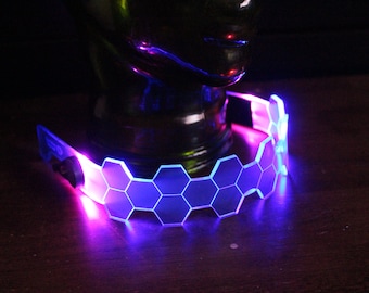 Hive Shield Slim vaporwave Neon Blue/pink The original Illuminated Cyberpunk Cyber goth visor