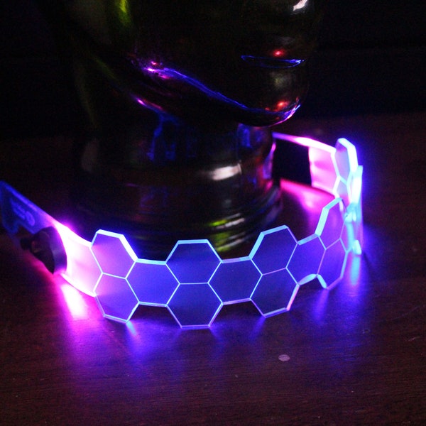 Hive Shield Slim vaporwave Neon Bleu/rose La visière originale Illuminated Cyberpunk Cyber goth