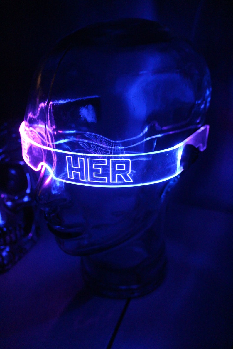 The original Illuminated Cyberpunk Cyber goth visor STEALTH Pronoun Clear choose your led colour image 6