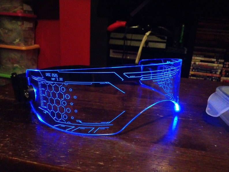 Illuminated Cyberpunk Cyber goth fursuit visor WARCHIEF Clear choose your LED colour image 4