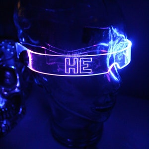 The original Illuminated Cyberpunk Cyber goth visor STEALTH Pronoun Clear choose your led colour image 8