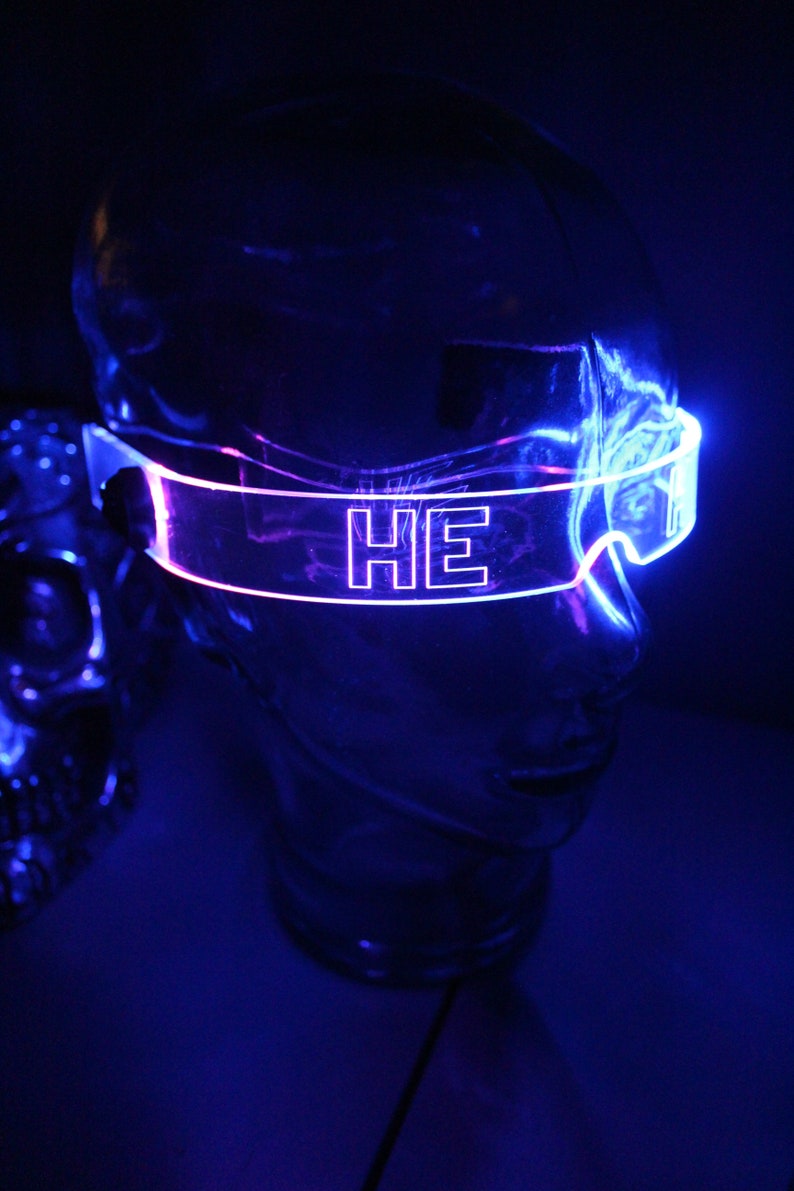 The original Illuminated Cyberpunk Cyber goth visor STEALTH Pronoun Clear choose your led colour image 8