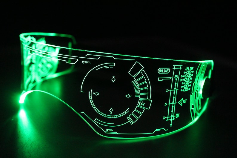 Illuminated Cyberpunk Cyber goth fursuit visor J.A.R.V.I.S Advanced Clear choose your LED colour image 8