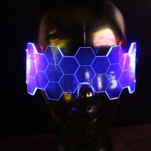 Hive Shield vaporwave Neon Blue/pink The original Illuminated Cyberpunk Cyber goth visor image 4