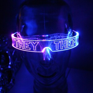 The original Illuminated Cyberpunk Cyber goth visor STEALTH Pronoun Clear choose your led colour THEY THEM