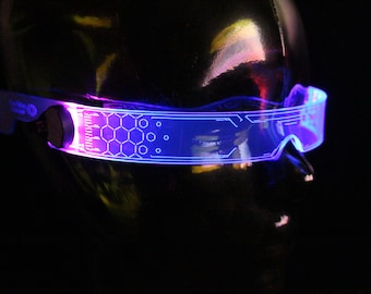 Warchief Stealth vaporwave Neon Blue/pink The original Illuminated Cyberpunk Cyber goth visor