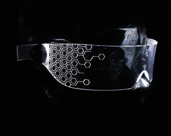 The original Illuminated Cyberpunk Cyber goth visor Deus Hex *choose your own led color*