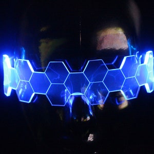 Hive Shield slim Neon Blue The original Illuminated Cyberpunk Cyber goth visor image 2