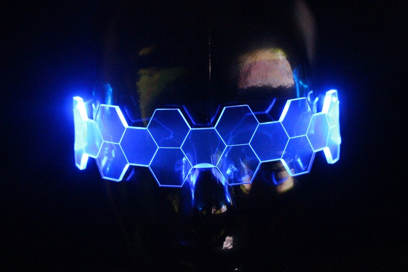 Hive Shield slim Neon Blue The original Illuminated Cyberpunk Cyber goth visor image 2