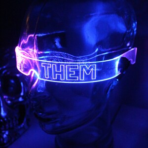 The original Illuminated Cyberpunk Cyber goth visor STEALTH Pronoun Clear choose your led colour image 2