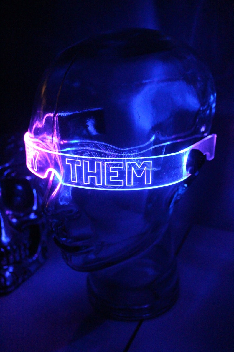 The original Illuminated Cyberpunk Cyber goth visor STEALTH Pronoun Clear choose your led colour image 2