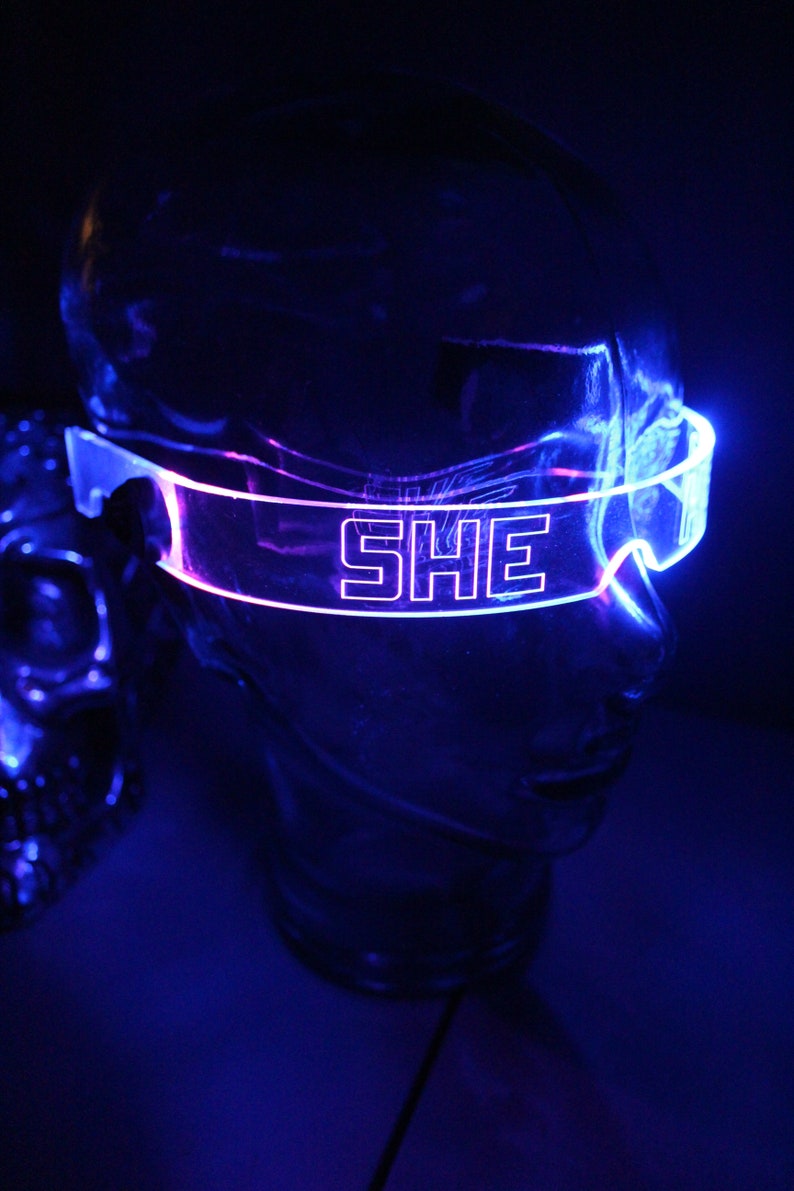 The original Illuminated Cyberpunk Cyber goth visor STEALTH Pronoun Clear choose your led colour image 7