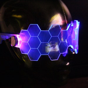 Hive Shield vaporwave Neon Blue/pink The original Illuminated Cyberpunk Cyber goth visor image 1