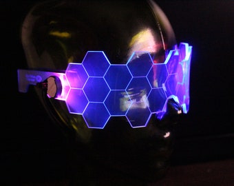 Hive Shield vaporwave Neon Blue/pink The original Illuminated Cyberpunk Cyber goth visor