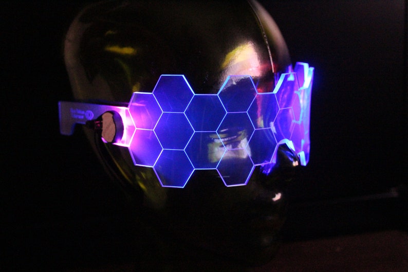 Hive Shield vaporwave Neon Blue/pink The original Illuminated Cyberpunk Cyber goth visor image 1