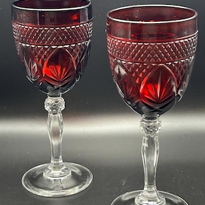 Vintage Cristal d'Arques-Durand Ruby Goblets – French Pressed Glass Stemware (Set of 2)