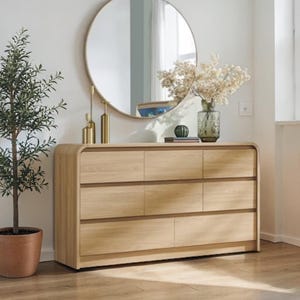 organic modernism dresser Vintage Restored Modern Pencil Reed Rattan Arch Front this 3 drawer wood dresser offers both style and strength Designing this Bedroom in an