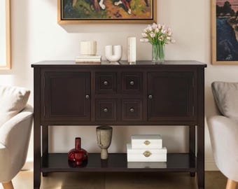 Farmhouse Buffet Sideboard Console Cabinet Rustic Coffee Bar Entryway Storage Table