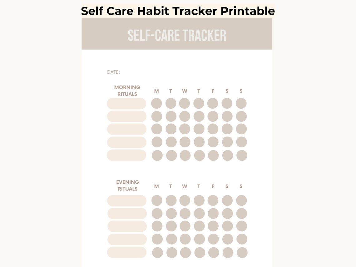 Self Care Habit Tracker Printable, Daily Wellness Planner (A4 PDF ...