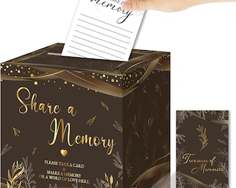 Tarjetas de recuerdo con caja / 50 tarjetas de mensaje para invitados / Caja de recuerdos / Libro de firmas para bodas, graduaciones y fiestas de jubilación