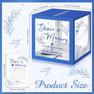 Share a Memory card set with 50 premium double sided guest message cards and foldable keepsake box featuring greenery botanical design and transparent display windows on all four sides. Thick cardstock memory cards with wide collection slot for weddings, graduations, birthdays, anniversaries, retirement parties, bridal showers, family gatherings, and elegant guest book alternative displays.