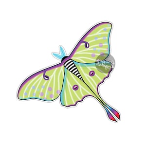 Luna Polilla Pegatina - Colorido Coche Calcomanía Vinilo Parachoques Pegatina Hippie Boho Portátil Pegatina Insect Art