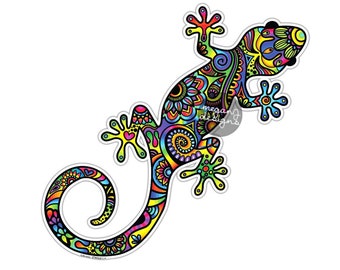 Adesivo Auto Gecko Lizard JDM – INDIGOS UG – Ritagliato In Vinile Nero/Bianco – 93x88mm – Resistente UV E Autolavaggio