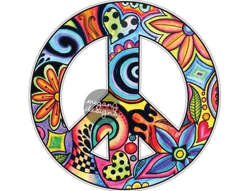 Autocollants Fleurs Hippie Rétro - Lot De 16 Stickers Colorés Pour Voiture, Scooter, Carrelage (style Flower Power)