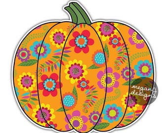 Kürbis Herbst Halloween Wasserdicht Aufkleber - Bunte Blumen Auto Aufkleber Jack O Lantern Wetterfest Vinyl Laptop Fenster Blumen Aufkleber